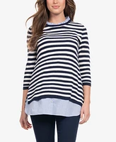 Seraphine Women's Cotton Maternity Nursing Sweater with Detachable Collar