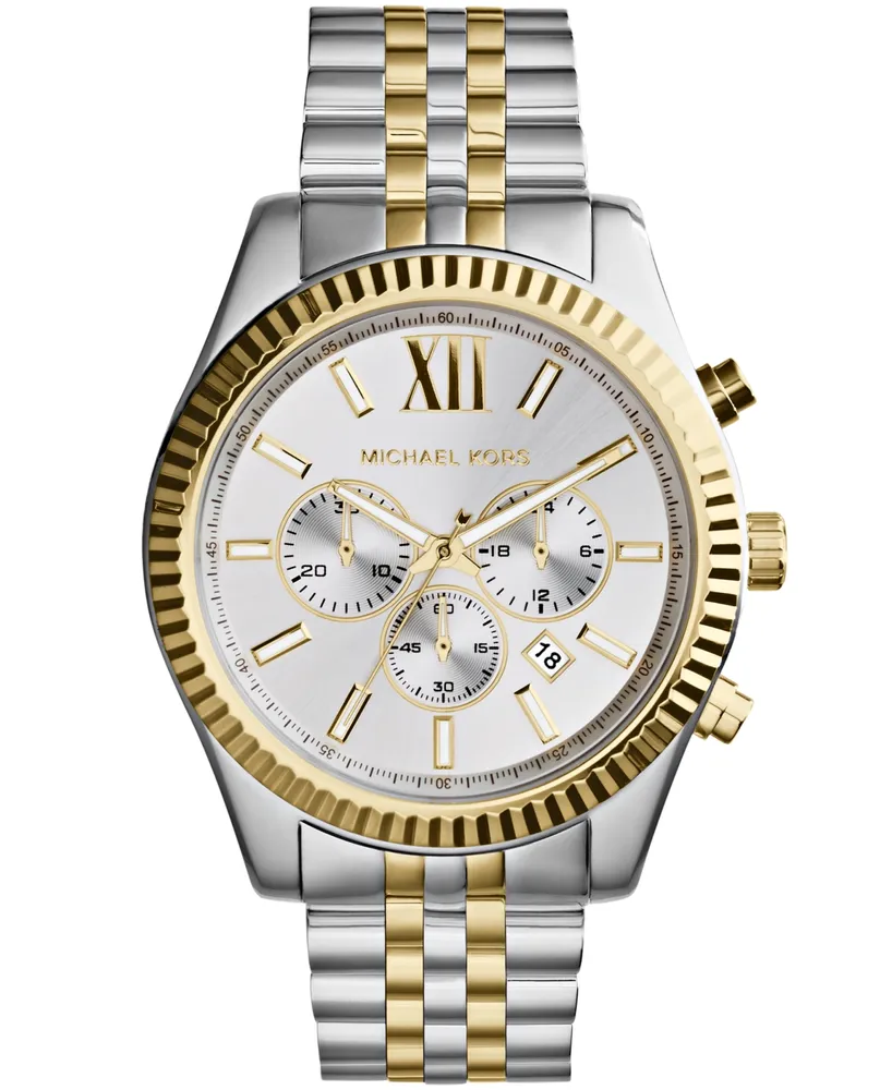 Michael Kors Men's Chronograph Lexington Two-Tone Stainless Steel Watch 45mm MK8344