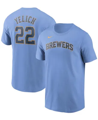 Men's Christian Yelich Light Blue Milwaukee Brewers Name Number T-shirt
