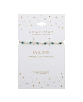 Gold Flash Plated Evil Eye Bracelet, 7.5" Length