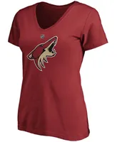 Women's Clayton Keller Garnet Arizona Coyotes Authentic Stack Name And Number V-Neck T-shirt