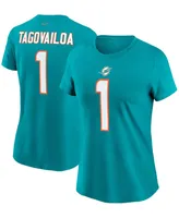 Women's Tua Tagovailoa Aqua Miami Dolphins Name Number T-shirt