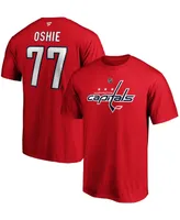 Men's Tj Oshie Red Washington Capitals Team Authentic Stack Name and Number T-shirt