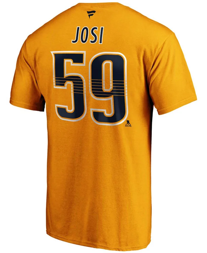 Men's Roman Josi Gold Nashville Predators Authentic Stack Player Name and Number T-shirt