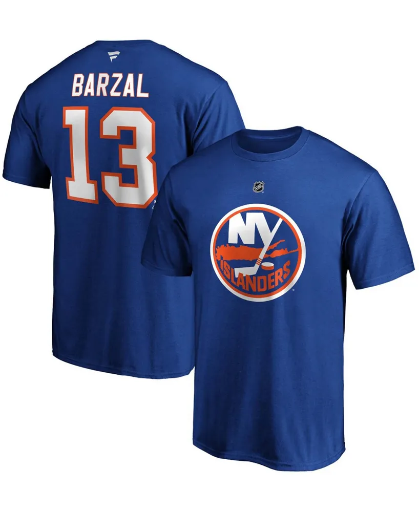 Men's Mathew Barzal Royal New York Islanders Team Authentic Stack Name and Number T-shirt