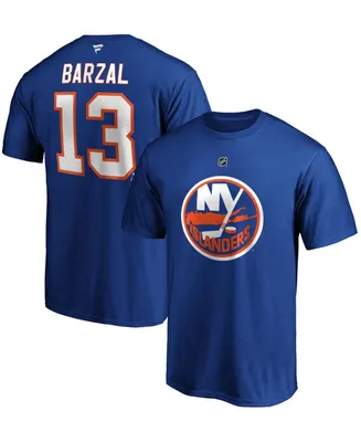 Men's Mathew Barzal Royal New York Islanders Team Authentic Stack Name and Number T-shirt