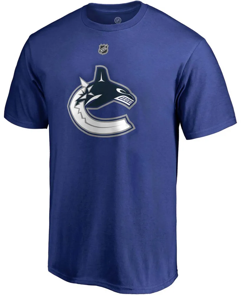 Men's Brock Boeser Blue Vancouver Canucks Team Authentic Stack Name and Number T-shirt