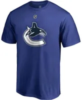 Men's Brock Boeser Blue Vancouver Canucks Team Authentic Stack Name and Number T-shirt
