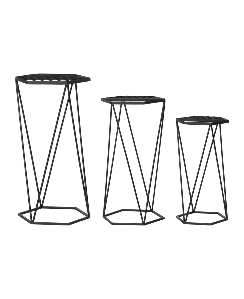 Glitzhome Modern Hexagon Plant Stand, Set of 3