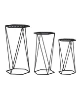 Glitzhome Modern Hexagon Plant Stand, Set of 3