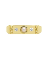 Sterling Forever Women's Silver Imitation Pearl and Cubic Zirconia Bar Ring