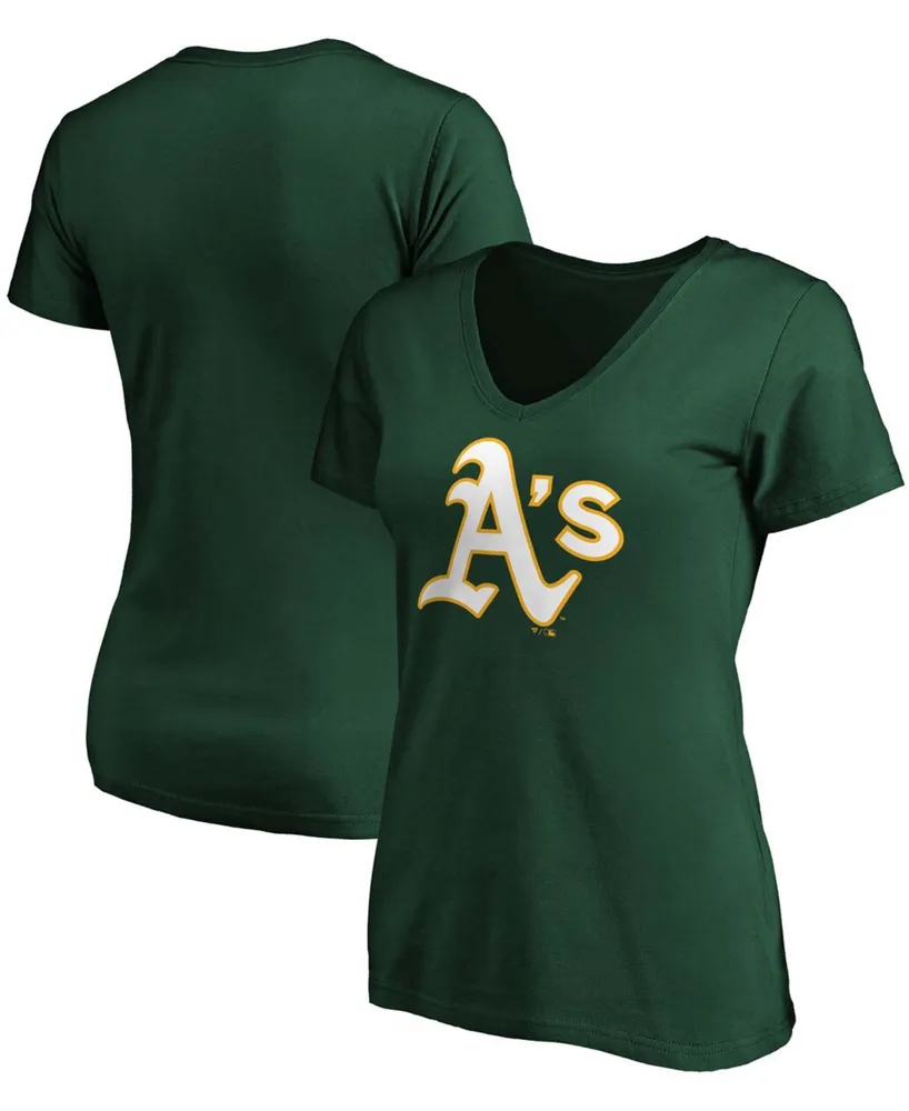 Women's Green Oakland Athletics Core Official Logo V-Neck T-shirt