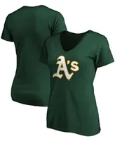 Women's Green Oakland Athletics Core Official Logo V-Neck T-shirt