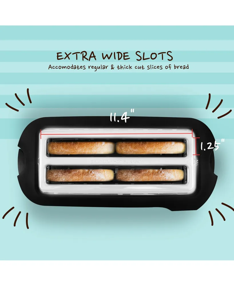 Elite Gourmet 4-Slice Long Slot Digital Countdown Toaster, 6 Toast Settings, Slide Out Crumb Tray, Extra Wide 1.5" Slots for Bagels