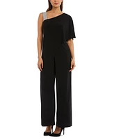 R & M Richards Embellished One-Shoulder Jumpsuit