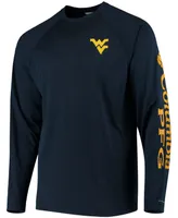 Men's Pfg Navy West Virginia Mountaineers Terminal Tackle Omni-Shade Long Sleeve T-shirt