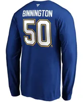 Men's Jordan Binnington Blue St. Louis Blues Authentic Stack Name and Number Long Sleeve T-shirt