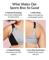 Women's Full Figure Plus Adjustable Wirefree Sports Bra 1166