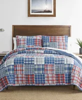 Nautica Raeford Blue Cotton Reversible 3 Piece Quilt Set