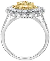 Effy Yellow & White Diamond Flower Ring (1-3/4 ct. t.w.) in 14k White & Yellow Gold