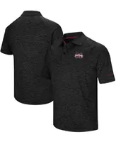 Men's Heathered Black Mississippi State Bulldogs Down Swing Raglan Polo