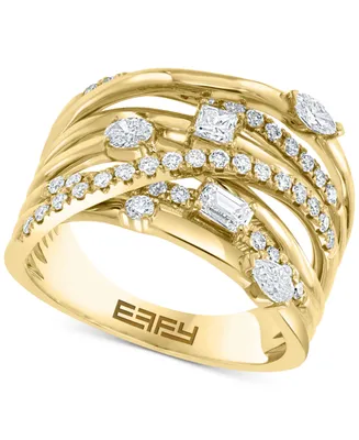 Effy Diamond Multi-Shape Multirow Crossover Ring (1 ct. t.w.) in 14k Gold