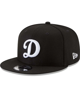 Men's Black Los Angeles Dodgers Alternate Logo Black White 9FIFTY Snapback Hat