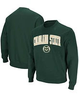 Men's Big and Tall Green Colorado State Rams Arch Logo Tackle Twill Pullover Sweatshirt