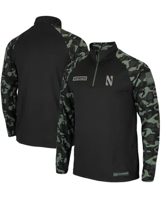 Men's Black Northwestern Wildcats Oht Military-Inspired Appreciation Take Flight Raglan Quarter-Zip Jacket