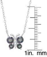 Rainbow Quartz (3/8 ct. t.w.) & Lab-Grown White Sapphire (1/20 ct. t.w.) Butterfly 18" Pendant Necklace in Sterling Silver