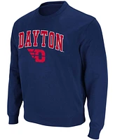Men's Navy Dayton Flyers Arch Logo Tackle Twill Pullover Sweatshirt