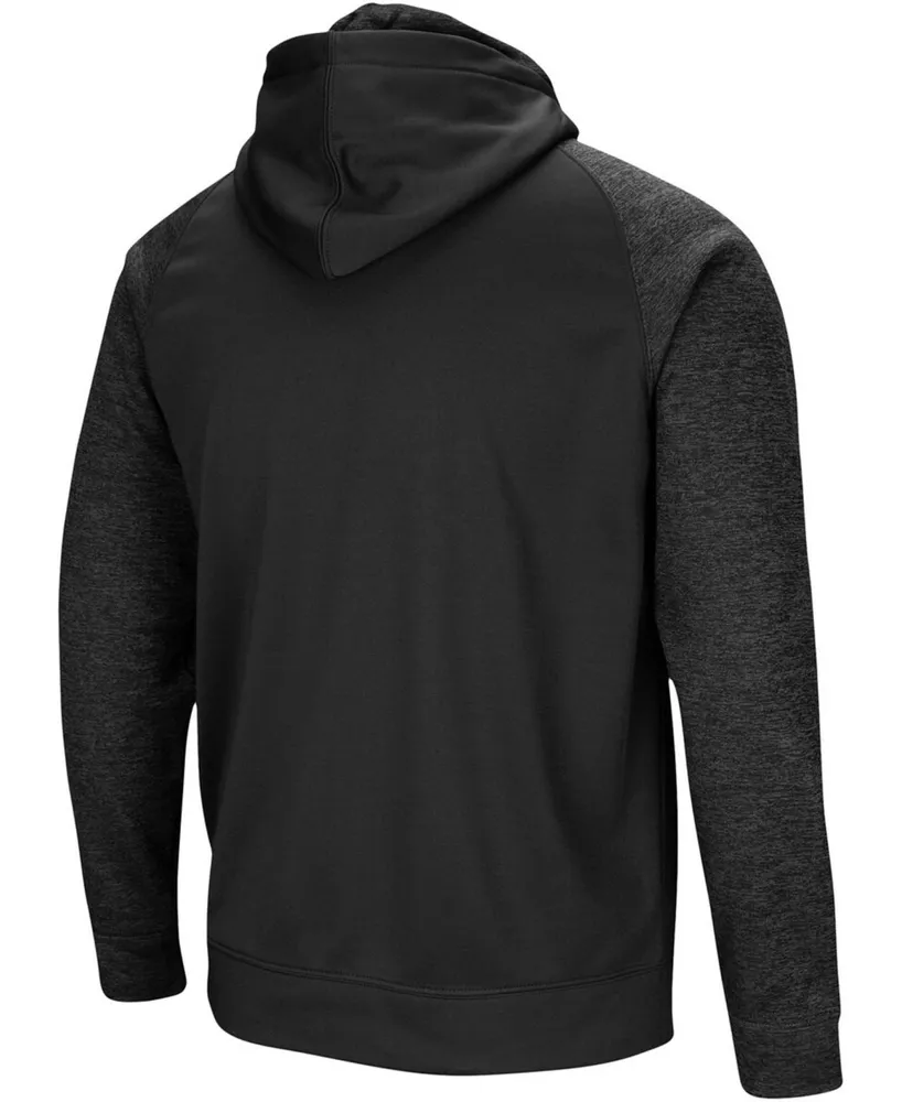 Men's Black Wisconsin Badgers Blackout 3.0 Tonal Raglan Full-Zip Hoodie