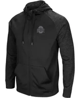 Men's Black Ohio State Buckeyes Blackout 3.0 Tonal Raglan Full-Zip Hoodie