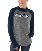 Women's Heather Gray, College Navy Seattle Seahawks Championship Ring Pullover Hoodie