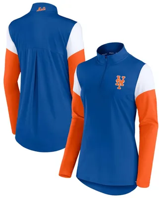 Women's Royal, Orange New York Mets Authentic Fleece Quarter-Zip Jacket