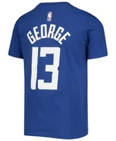 Big Boys Paul George Royal La Clippers Logo Name Number Performance T-shirt