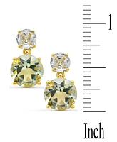 Prasiolite (5-3/4 ct. t.w.) & White Quartz (1-1/3 ct. t.w.) Drop Earrings in 14k Gold-Plated Sterling Silver