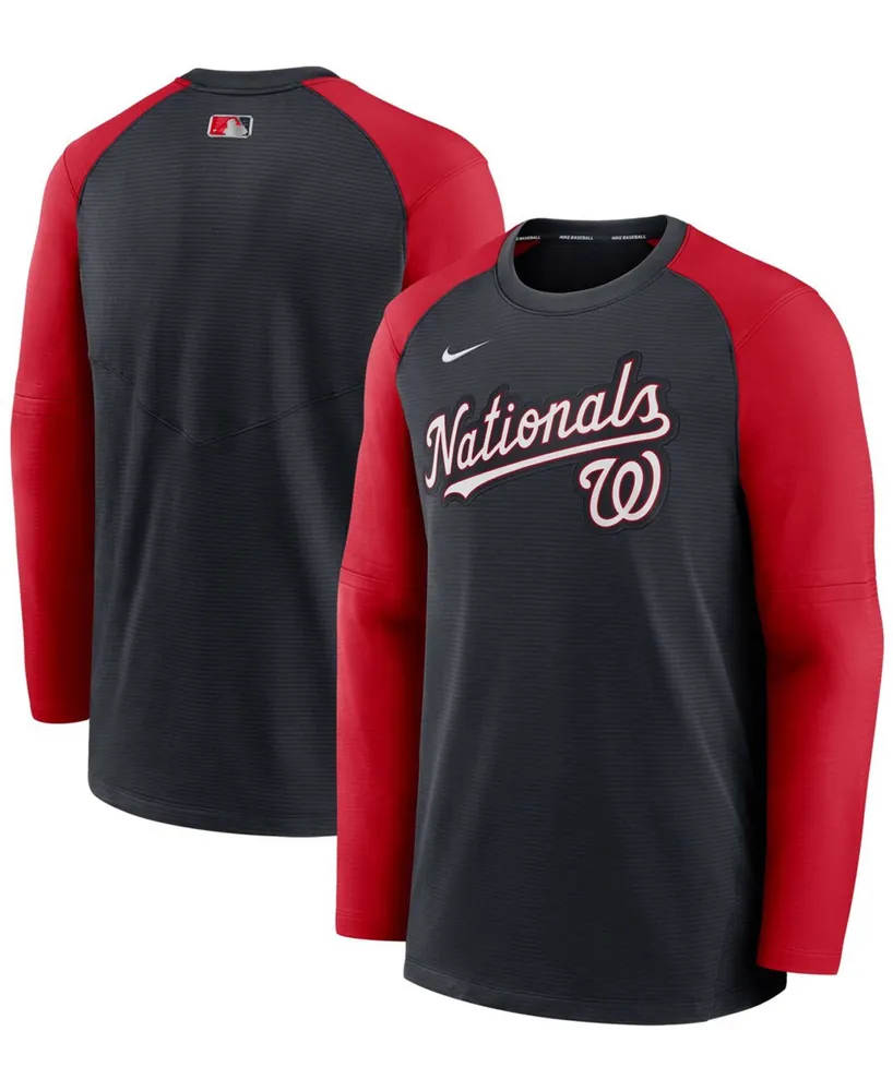 Men's Navy, Red Washington Nationals Authentic Collection Pregame Performance Raglan Pullover Sweatshirt