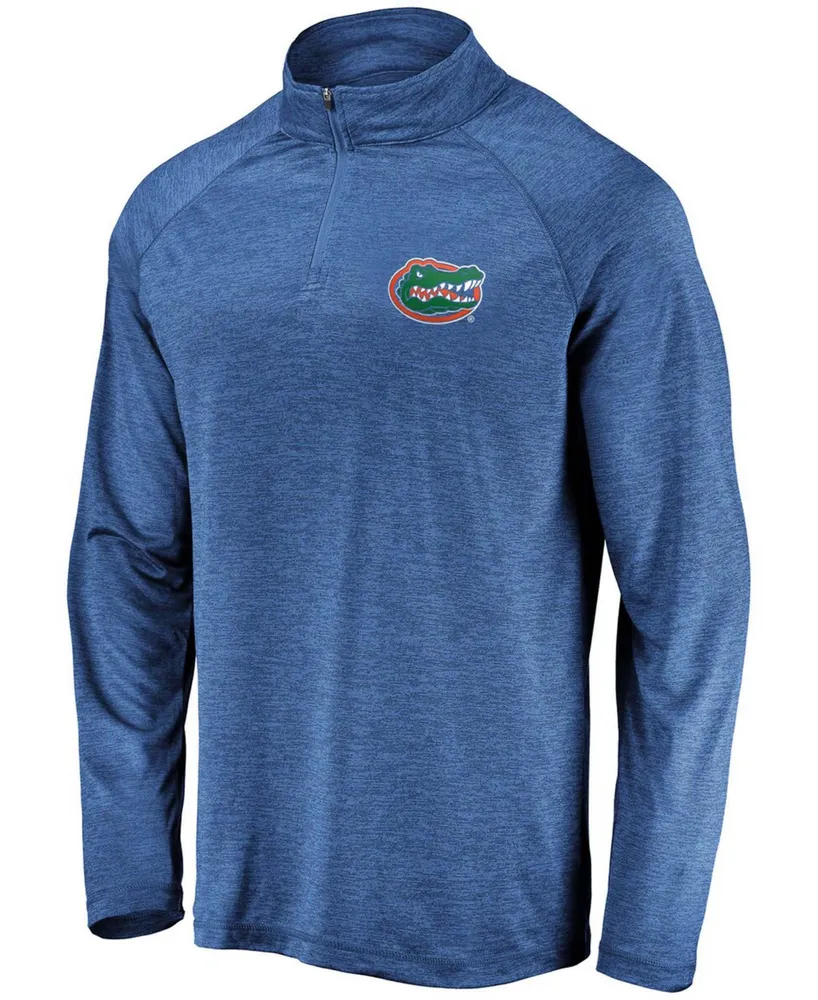 Men's Royal Florida Gators Primary Logo Striated Raglan Quarter-Zip Jacket