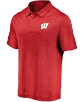 Men's Red Wisconsin Badgers Primary Logo Striated Polo Shirt
