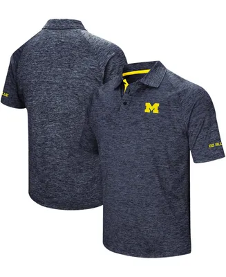 Men's Heather Navy Michigan Wolverines Down Swing Polo Shirt