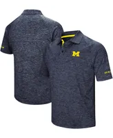 Men's Heather Navy Michigan Wolverines Down Swing Polo Shirt