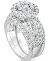 Diamond Halo Cluster Bridal Set (3 ct. t.w.) in 14k White Gold