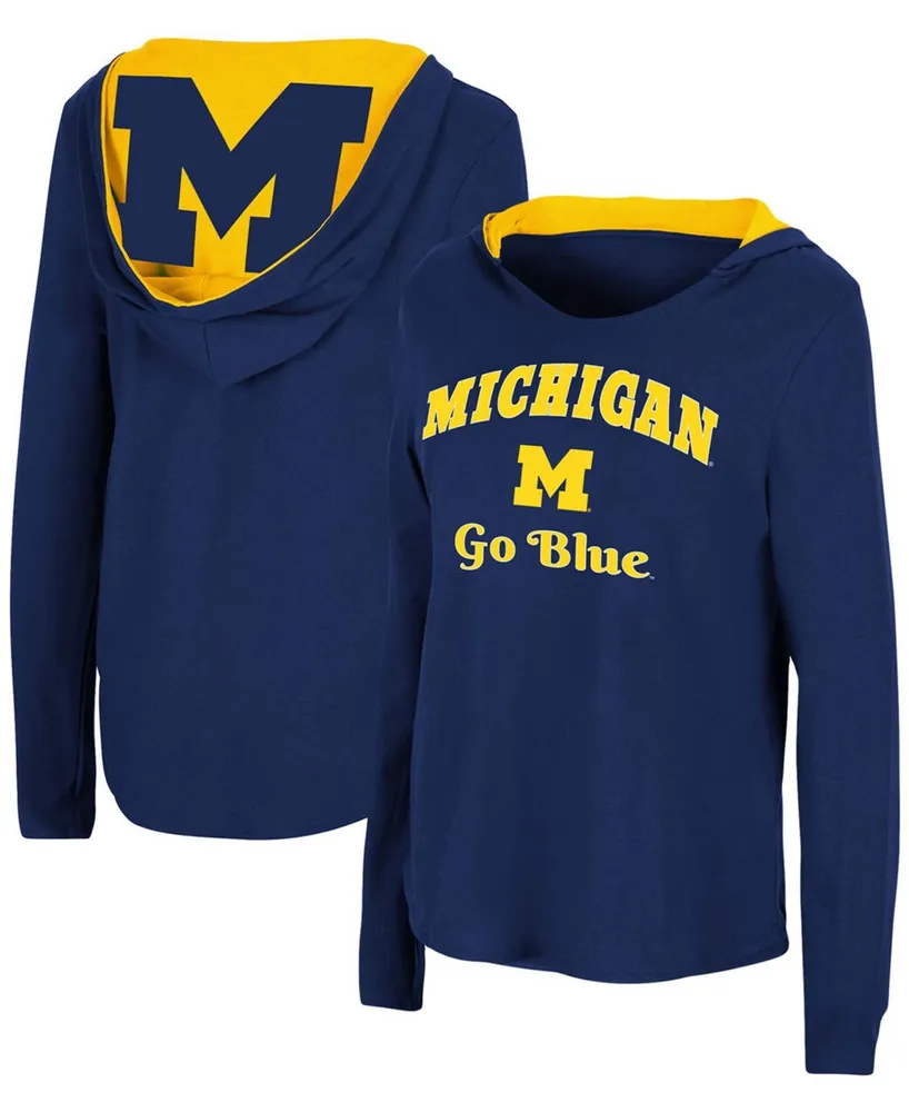 Women's Navy Michigan Wolverines Catalina Hoodie Long Sleeve T-shirt