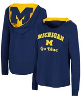 Women's Navy Michigan Wolverines Catalina Hoodie Long Sleeve T-shirt