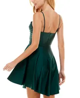 City Studios Juniors' Draped-Top Skater Dress