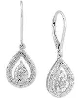 Diamond Teardrop Leverback Drop Earrings (1/10 ct. t.w.) in Sterling Silver