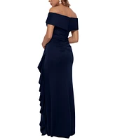 Xscape Ruffled Off-The-Shoulder Gown