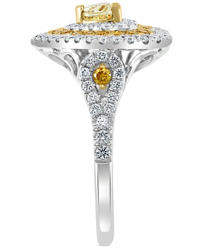 Effy White & Yellow Diamond Heart Ring (1-1/3 ct. t.w.) in 14k White & Yellow Gold