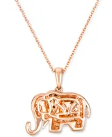 Le Vian Diamond (3/8 ct. t.w.) & Ruby Accent Elephant 18" Pendant Necklace in 14k Rose Gold